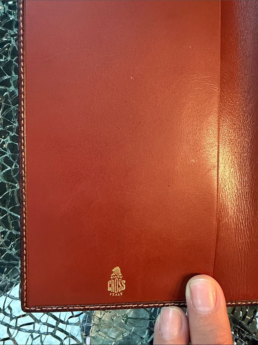 MARK CROSS Monogrammed Brown Leather Passport Wallet - JM